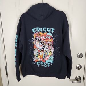 Six Flags FRIGHT FEST Halloween Zombie Graphic Hoodie Black Size XL
